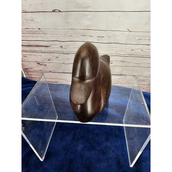 Duck Decoy Wooden Solid Smooth Dark Wood 7" long by 4" tall - Picture 4 of 10